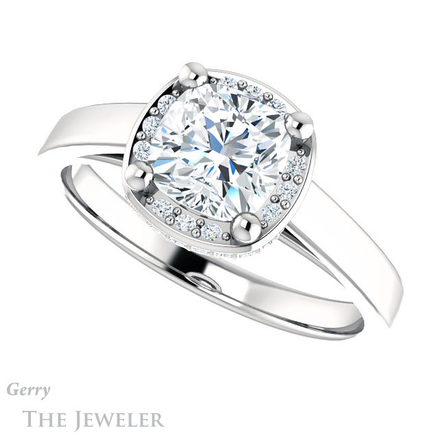 Cushion Cut Forever One Moissanite Engagement Ring #GTJ1284-cushion-fo-w 5 Cushion Cut Forever One Moissanite Engagement Ring #GTJ1284-cushion-fo-w