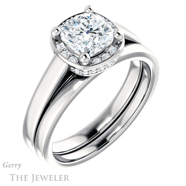 Cushion Cut Forever One Moissanite Engagement Ring #GTJ1284-cushion-fo-w 6 Cushion Cut Forever One Moissanite Engagement Ring #GTJ1284-cushion-fo-w