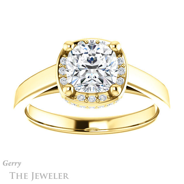 Cushion Cut Forever One Moissanite Engagement Ring #GTJ1284-cushion-fo-y