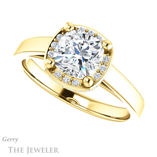 Cushion Cut Forever One Moissanite Engagement Ring #GTJ1284-cushion-fo-y 5 Cushion Cut Forever One Moissanite Engagement Ring #GTJ1284-cushion-fo-y