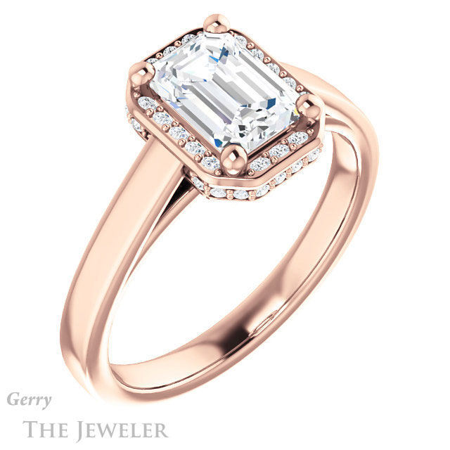 Emerald Cut Forever One Moissanite Engagement Ring #GTJ1284-emerald-fb-r 4 Emerald Cut Forever Brilliant Moissanite Engagement Ring #GTJ1284-emerald-fb-r
