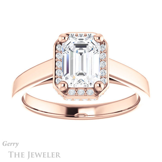 Emerald Cut Forever Brilliant Moissanite Engagement Ring #GTJ1284-emerald-fb-r