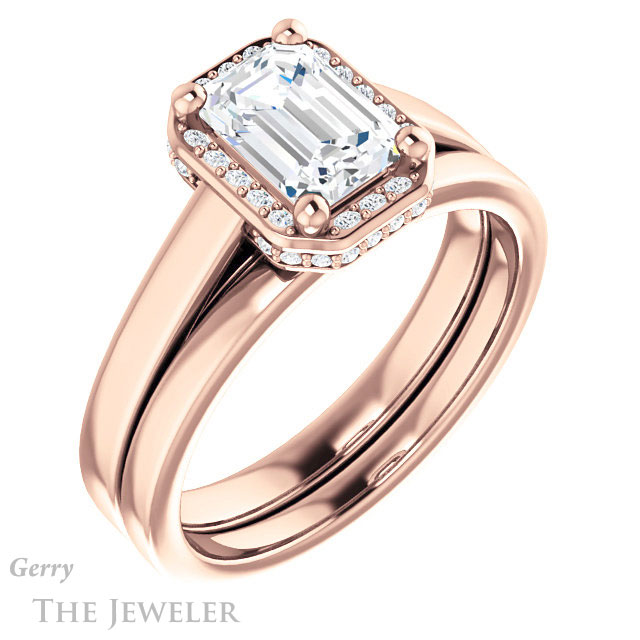 Emerald Cut Forever One Moissanite Engagement Ring #GTJ1284-emerald-fb-r 6 Emerald Cut Forever Brilliant Moissanite Engagement Ring #GTJ1284-emerald-fb-r