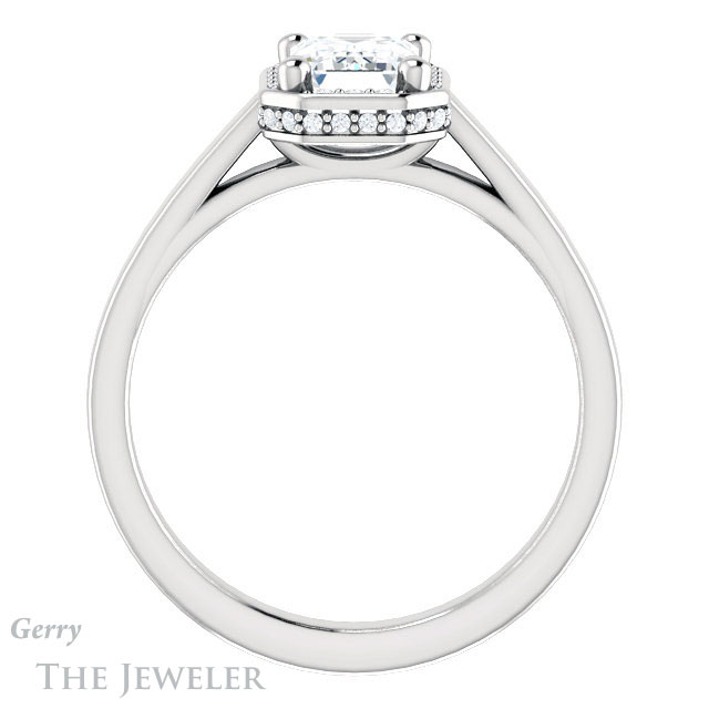 Emerald Cut Forever One Moissanite Engagement Ring #GTJ1284-emerald-fb-w 2 Emerald Cut Forever Brilliant Moissanite Engagement Ring #GTJ1284-emerald-fb-w