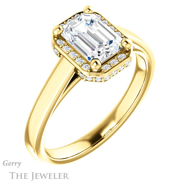 Emerald Cut Forever Brilliant Moissanite Engagement Ring #GTJ1284-emerald-fb-y