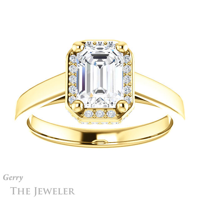 Emerald Cut Forever Brilliant Moissanite Engagement Ring #GTJ1284-emerald-fb-y
