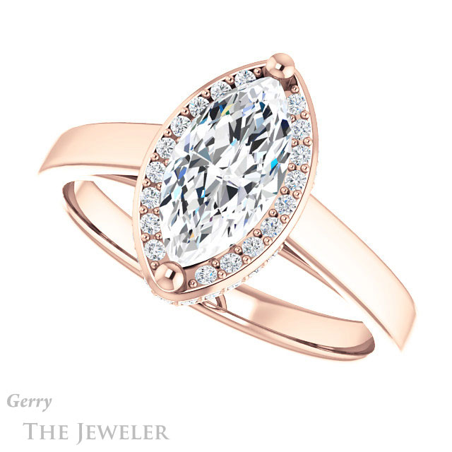 Marquise Cut Forever One Moissanite Engagement Ring #GTJ1284-marquise-fb-r 5 Marquise Cut Forever Brilliant Moissanite Engagement Ring #GTJ1284-marquise-fb-r