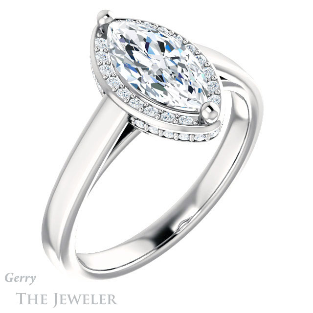 Marquise Cut Forever One Moissanite Engagement Ring #GTJ1284-marquise-fb-w 4 Marquise Cut Forever Brilliant Moissanite Engagement Ring #GTJ1284-marquise-fb-w