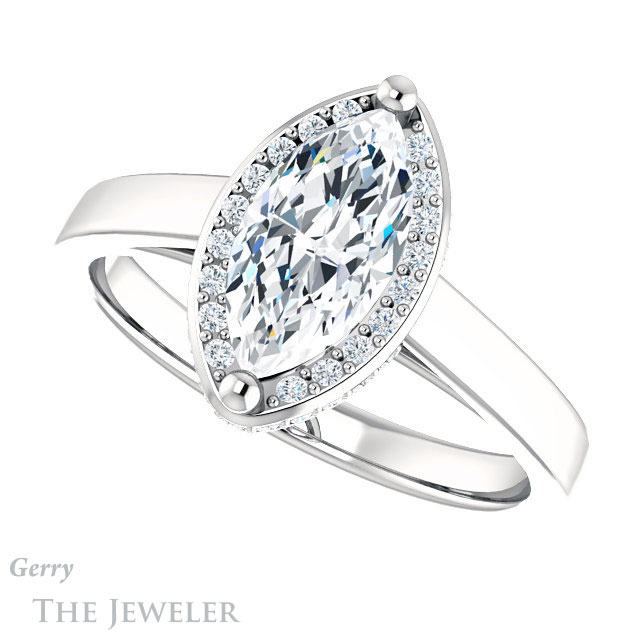 Marquise Cut Forever One Moissanite Engagement Ring #GTJ1284-marquise-fb-w 5 Marquise Cut Forever Brilliant Moissanite Engagement Ring #GTJ1284-marquise-fb-w