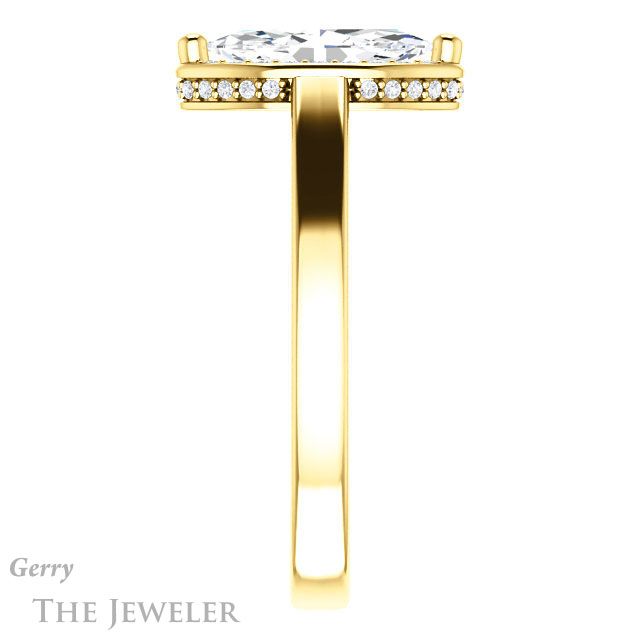 Marquise Cut Forever One Moissanite Engagement Ring #GTJ1284-marquise-fb-y 3 Marquise Cut Forever Brilliant Moissanite Engagement Ring #GTJ1284-marquise-fb-y