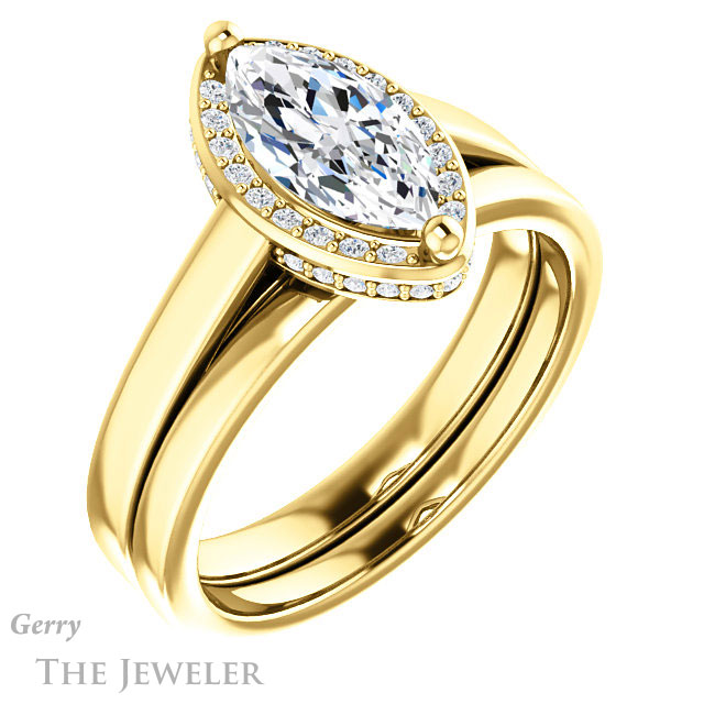 Marquise Cut Forever One Moissanite Engagement Ring #GTJ1284-marquise-fb-y 6 Marquise Cut Forever Brilliant Moissanite Engagement Ring #GTJ1284-marquise-fb-y