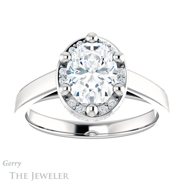 Oval Shaped Forever One Moissanite Engagement Ring #GTJ1284-oval-fo-w