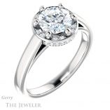Round Cut Forever One Moissanite Engagement Ring #GTJ1284-round-fo-w 4 Round Cut Forever One Moissanite Engagement Ring #GTJ1284-round-fo-w