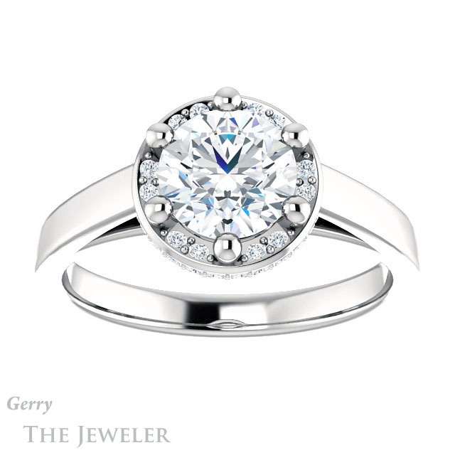 Round Cut Forever One Moissanite Engagement Ring #GTJ1284-round-fo-w 1 Round Cut Forever One Moissanite Engagement Ring #GTJ1284-round-fo-w
