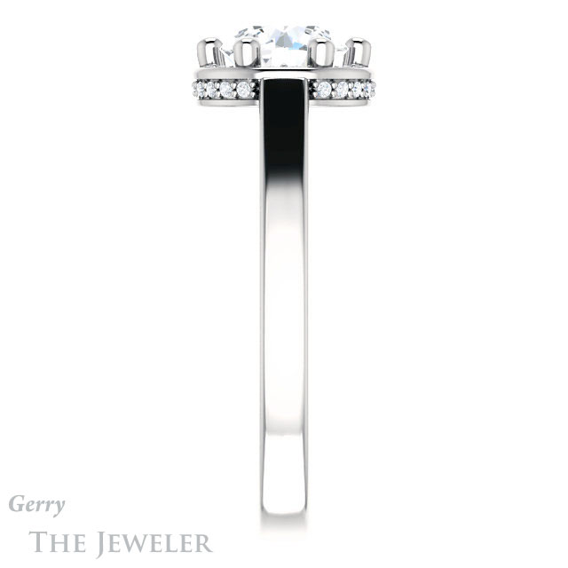 Round Cut Forever One Moissanite Engagement Ring #GTJ1284-round-fo-w 3 Round Cut Forever One Moissanite Engagement Ring #GTJ1284-round-fo-w
