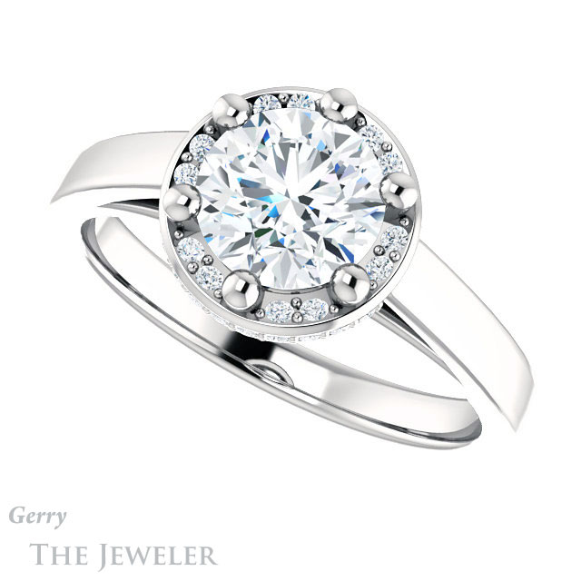 Round Cut Forever One Moissanite Engagement Ring #GTJ1284-round-fo-w 5 Round Cut Forever One Moissanite Engagement Ring #GTJ1284-round-fo-w