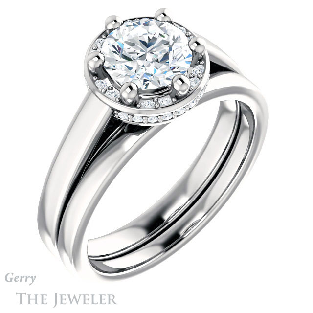 Round Cut Forever One Moissanite Engagement Ring #GTJ1284-round-fo-w 6 Round Cut Forever One Moissanite Engagement Ring #GTJ1284-round-fo-w
