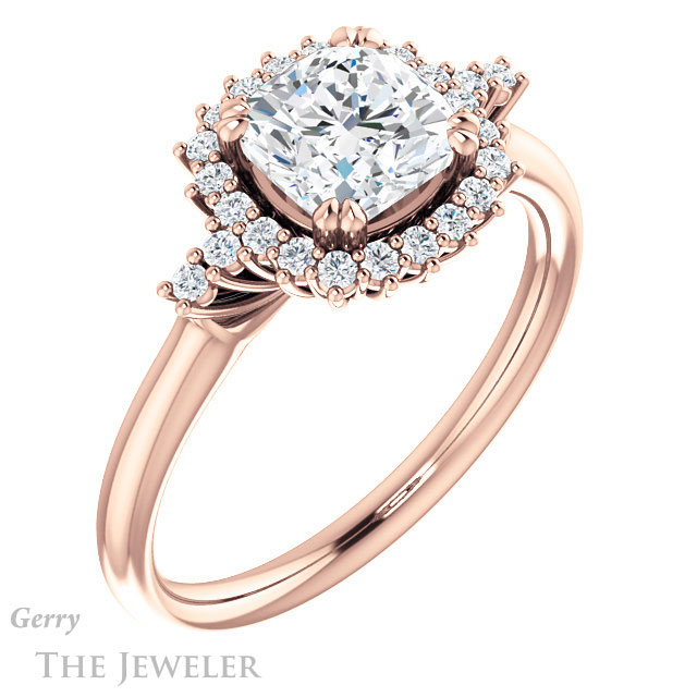 Cushion Cut Forever One Moissanite Engagement Ring #GTJ1285-cushion-fo-r 4 Cushion Cut Forever One Moissanite Engagement Ring #GTJ1285-cushion-fo-r