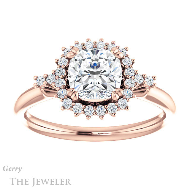 Cushion Cut Forever One Moissanite Engagement Ring #GTJ1285-cushion-fo-r