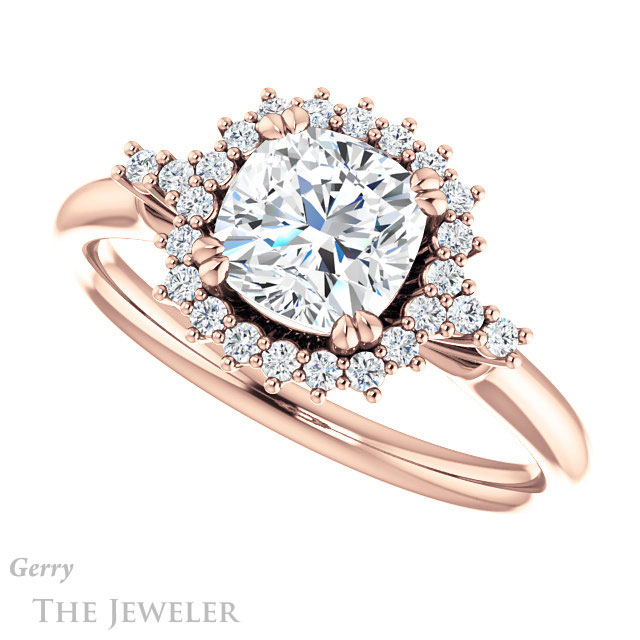 Cushion Cut Forever One Moissanite Engagement Ring #GTJ1285-cushion-fo-r 5 Cushion Cut Forever One Moissanite Engagement Ring #GTJ1285-cushion-fo-r