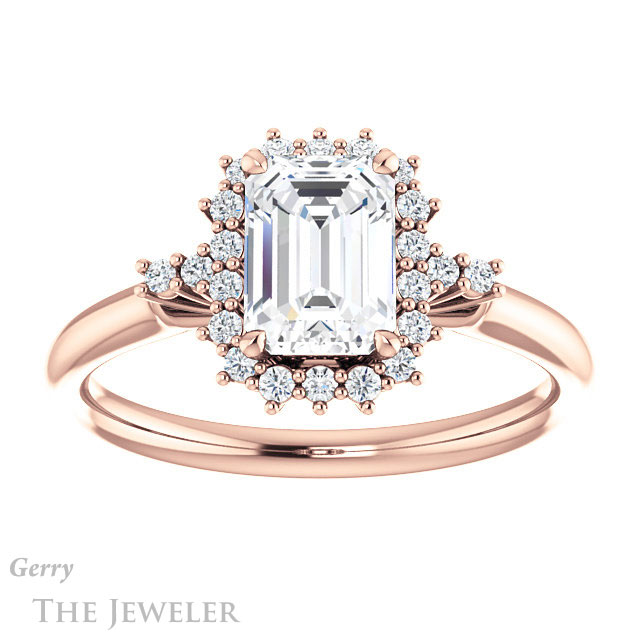 Emerald Cut Forever Brilliant Moissanite Engagement Ring #GTJ1285-emerald-fb-r