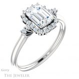 Emerald Cut Forever One Moissanite Engagement Ring #GTJ1285-emerald-fb-w 4 Emerald Cut Forever Brilliant Moissanite Engagement Ring #GTJ1285-emerald-fb-w