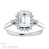 Emerald Cut Forever One Moissanite Engagement Ring #GTJ1285-emerald-fb-w 1 Emerald Cut Forever Brilliant Moissanite Engagement Ring #GTJ1285-emerald-fb-w