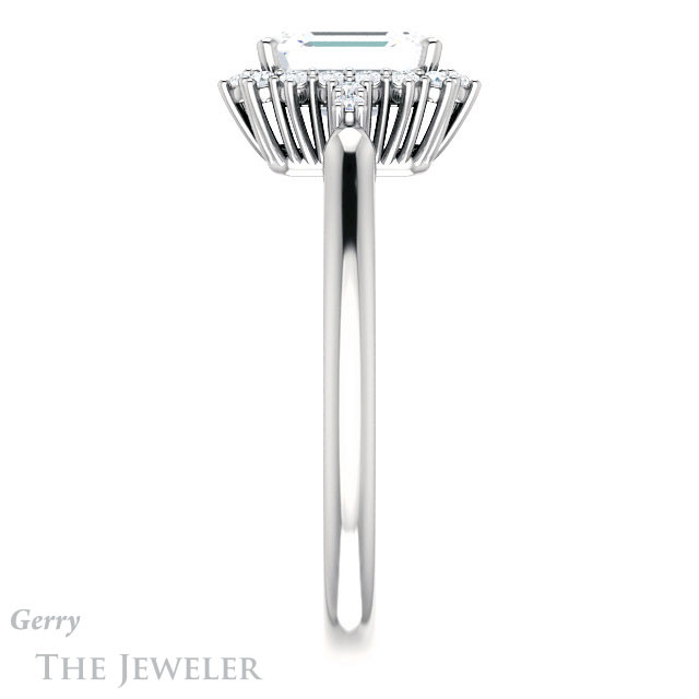 Emerald Cut Forever One Moissanite Engagement Ring #GTJ1285-emerald-fb-w 3 Emerald Cut Forever Brilliant Moissanite Engagement Ring #GTJ1285-emerald-fb-w