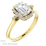 Emerald Cut Forever One Moissanite Engagement Ring #GTJ1285-emerald-fb-y 4 Emerald Cut Forever Brilliant Moissanite Engagement Ring #GTJ1285-emerald-fb-y