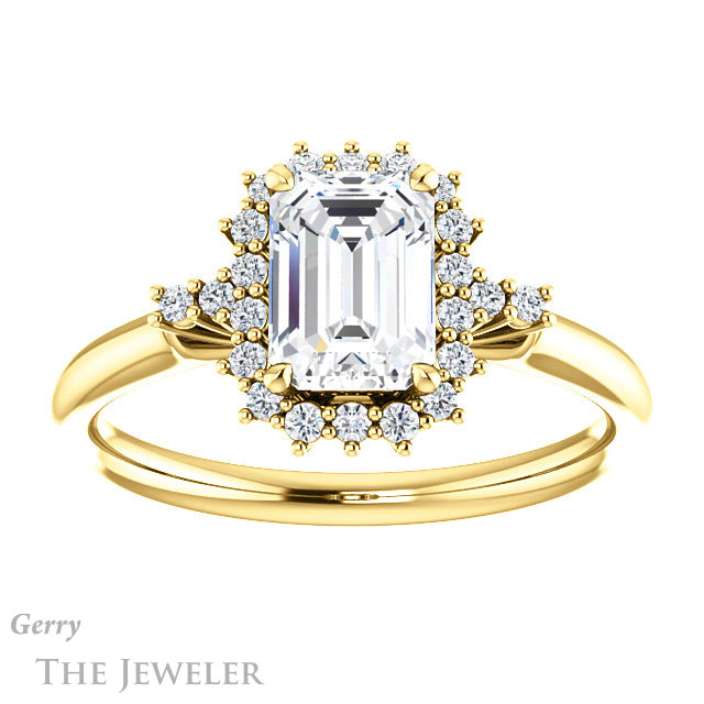 Emerald Cut Forever Brilliant Moissanite Engagement Ring #GTJ1285-emerald-fb-y