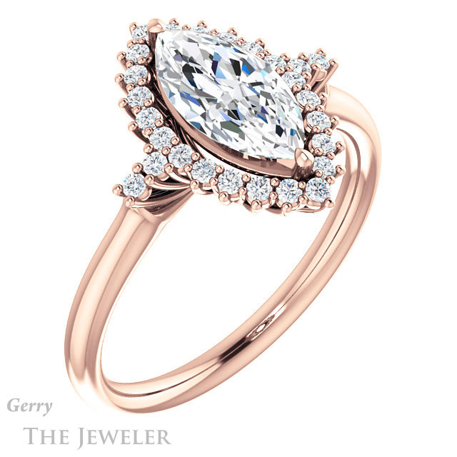 Marquise Cut Forever One Moissanite Engagement Ring #GTJ1285-marquise-fb-r 4 Marquise Cut Forever Brilliant Moissanite Engagement Ring #GTJ1285-marquise-fb-r