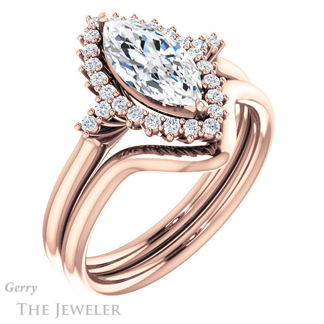 Marquise Cut Forever One Moissanite Engagement Ring #GTJ1285-marquise-fb-r 6 Marquise Cut Forever Brilliant Moissanite Engagement Ring #GTJ1285-marquise-fb-r