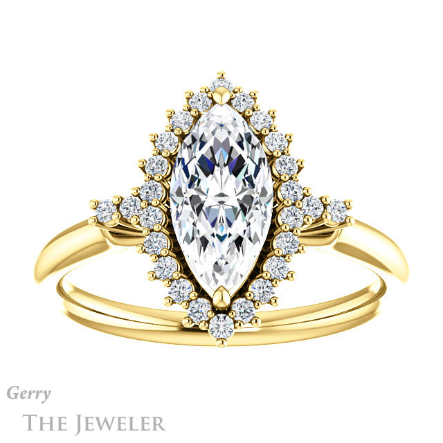 Marquise Cut Forever Brilliant Moissanite Engagement Ring #GTJ1285-marquise-fb-y