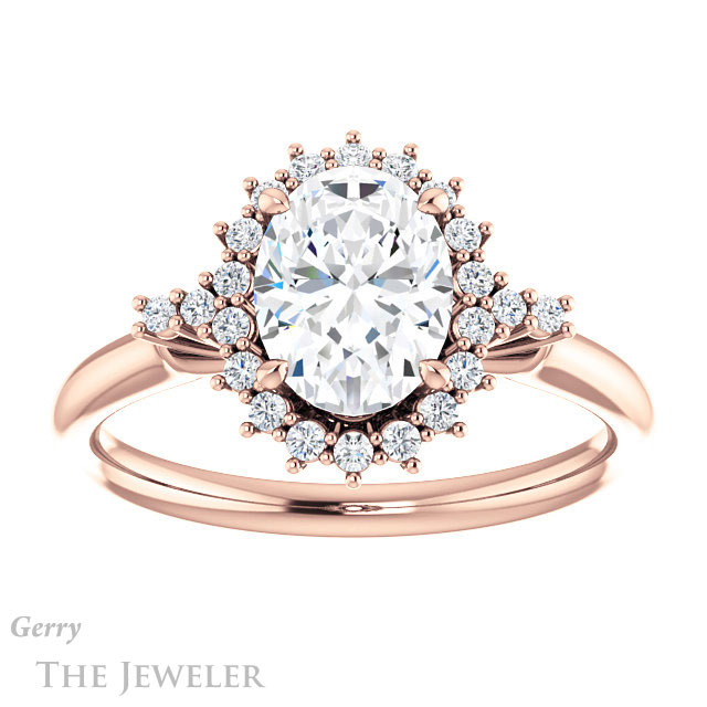 Oval Shaped Forever One Moissanite Engagement Ring #GTJ1285-oval-fo-r