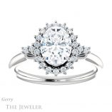Oval Shaped Forever One Moissanite Engagement Ring #GTJ1285-oval-fo-w 1 Oval Shaped Forever One Moissanite Engagement Ring #GTJ1285-oval-fo-w