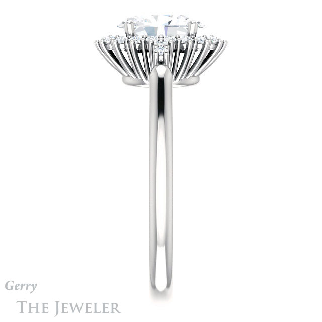 Oval Shaped Forever One Moissanite Engagement Ring #GTJ1285-oval-fo-w 3 Oval Shaped Forever One Moissanite Engagement Ring #GTJ1285-oval-fo-w