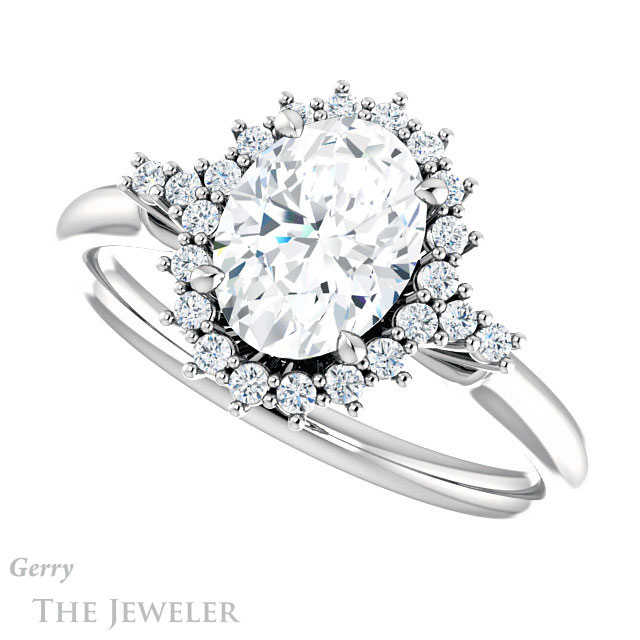 Oval Shaped Forever One Moissanite Engagement Ring #GTJ1285-oval-fo-w 5 Oval Shaped Forever One Moissanite Engagement Ring #GTJ1285-oval-fo-w