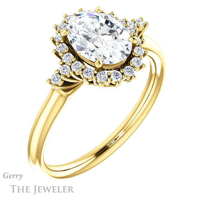 Oval Shaped Forever One Moissanite Engagement Ring #GTJ1285-oval-fo-y 4 Oval Shaped Forever One Moissanite Engagement Ring #GTJ1285-oval-fo-y