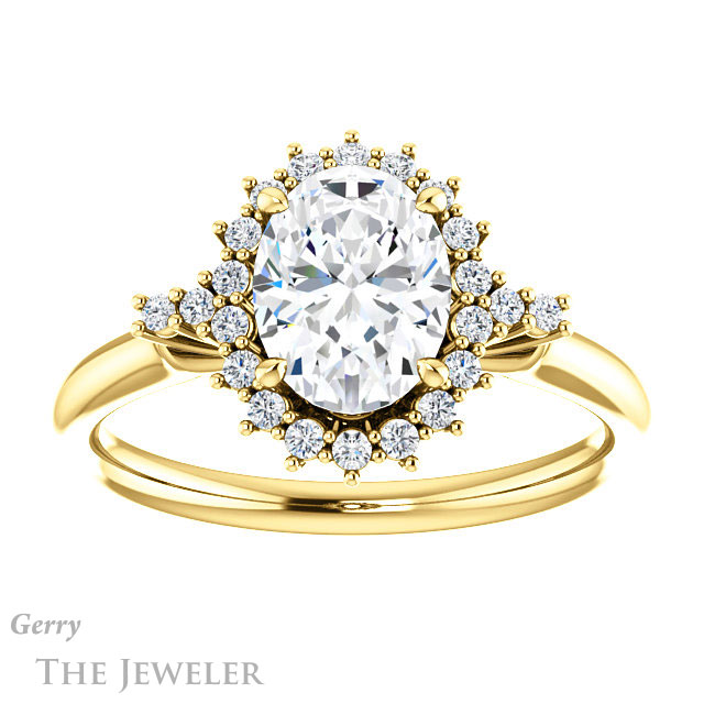 Oval Shaped Forever One Moissanite Engagement Ring #GTJ1285-oval-fo-y