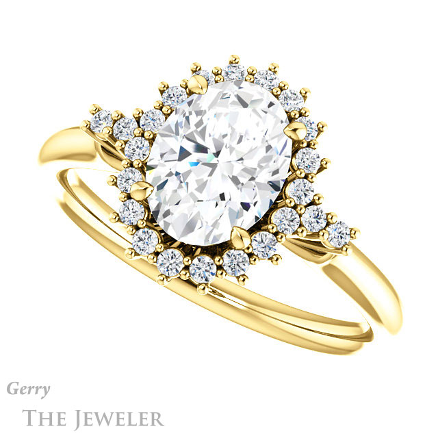 Oval Shaped Forever One Moissanite Engagement Ring #GTJ1285-oval-fo-y 5 Oval Shaped Forever One Moissanite Engagement Ring #GTJ1285-oval-fo-y