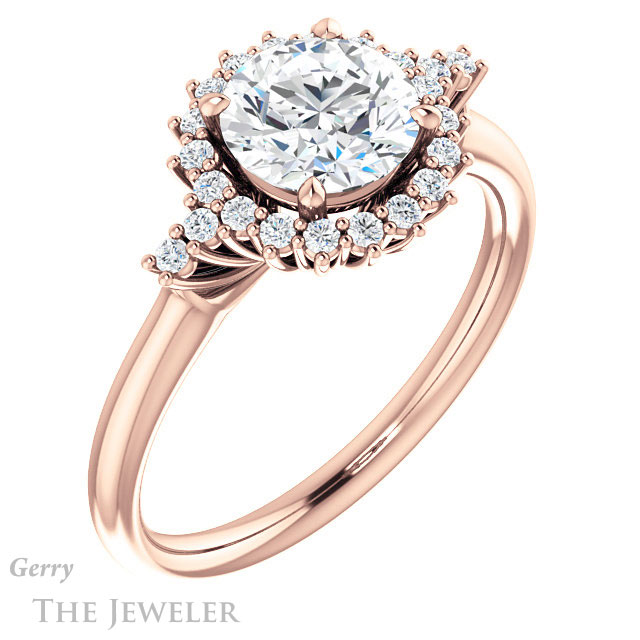 Round Cut Forever One Moissanite Engagement Ring #GTJ1285-round-fo-r 4 Round Cut Forever One Moissanite Engagement Ring #GTJ1285-round-fo-r