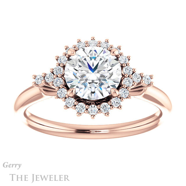 Round Cut Forever One Moissanite Engagement Ring #GTJ1285-round-fo-r