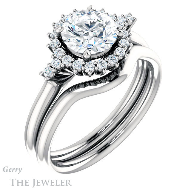 Round Cut Forever One Moissanite Engagement Ring #GTJ1285-round-fo-w 6 Round Cut Forever One Moissanite Engagement Ring #GTJ1285-round-fo-w