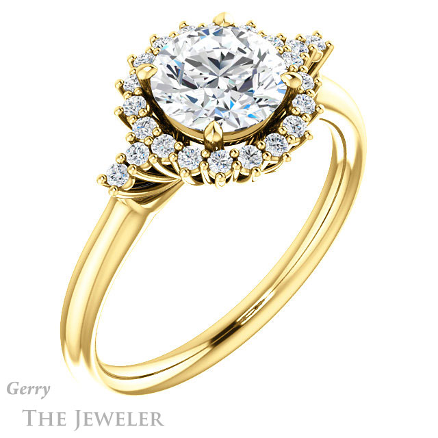 Round Cut Forever One Moissanite Engagement Ring #GTJ1285-round-fo-y 4 Round Cut Forever One Moissanite Engagement Ring #GTJ1285-round-fo-y