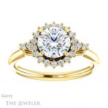 Round Cut Forever One Moissanite Engagement Ring #GTJ1285-round-fo-y 1 Round Cut Forever One Moissanite Engagement Ring #GTJ1285-round-fo-y