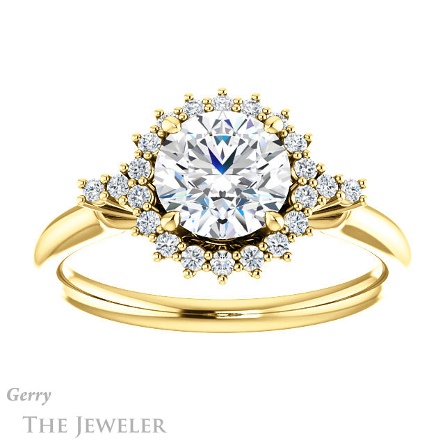 Round Cut Forever One Moissanite Engagement Ring #GTJ1285-round-fo-y 1 Round Cut Forever One Moissanite Engagement Ring #GTJ1285-round-fo-y