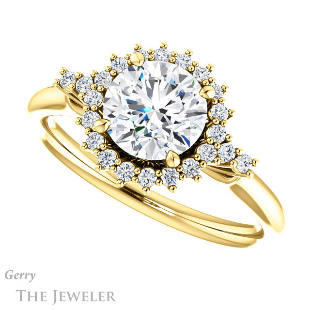Round Cut Forever One Moissanite Engagement Ring #GTJ1285-round-fo-y 5 Round Cut Forever One Moissanite Engagement Ring #GTJ1285-round-fo-y