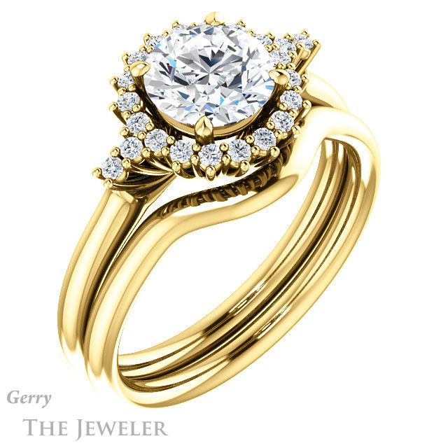 Round Cut Forever One Moissanite Engagement Ring #GTJ1285-round-fo-y 6 Round Cut Forever One Moissanite Engagement Ring #GTJ1285-round-fo-y
