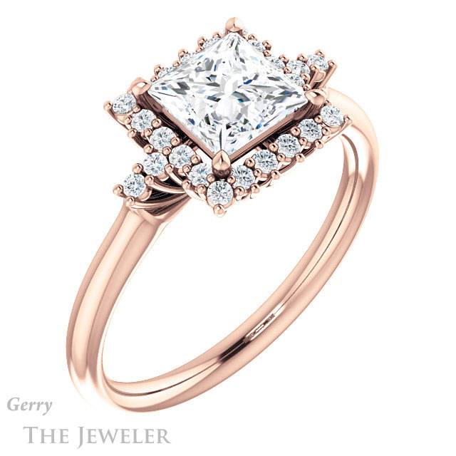 Princess Cut Forever One Moissanite Engagement Ring #GTJ1285-square-fo-r 4 Princess Cut Forever One Moissanite Engagement Ring #GTJ1285-square-fo-r