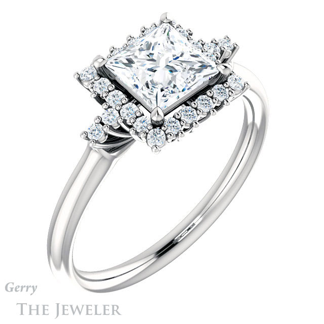 Princess Cut Forever One Moissanite Engagement Ring #GTJ1285-square-fo-w 4 Princess Cut Forever One Moissanite Engagement Ring #GTJ1285-square-fo-w